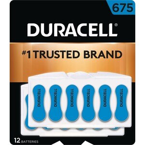 Duracell Size 675 Hearing Aid Batteries, 12/Pack