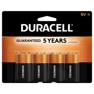 Duracell Coppertop 9V Alkaline Batteries, 4/Pack