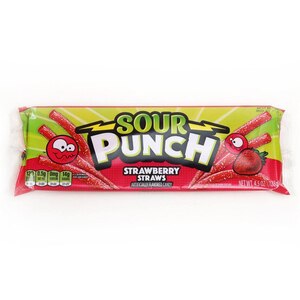 SOUR PUNCH Straws, Strawberry Chewy Candy, 4.5oz Movie Tray