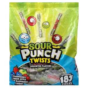 SOUR PUNCH Twists, 3" Individually Wrapped Assorted Chewy Candy, 185ct