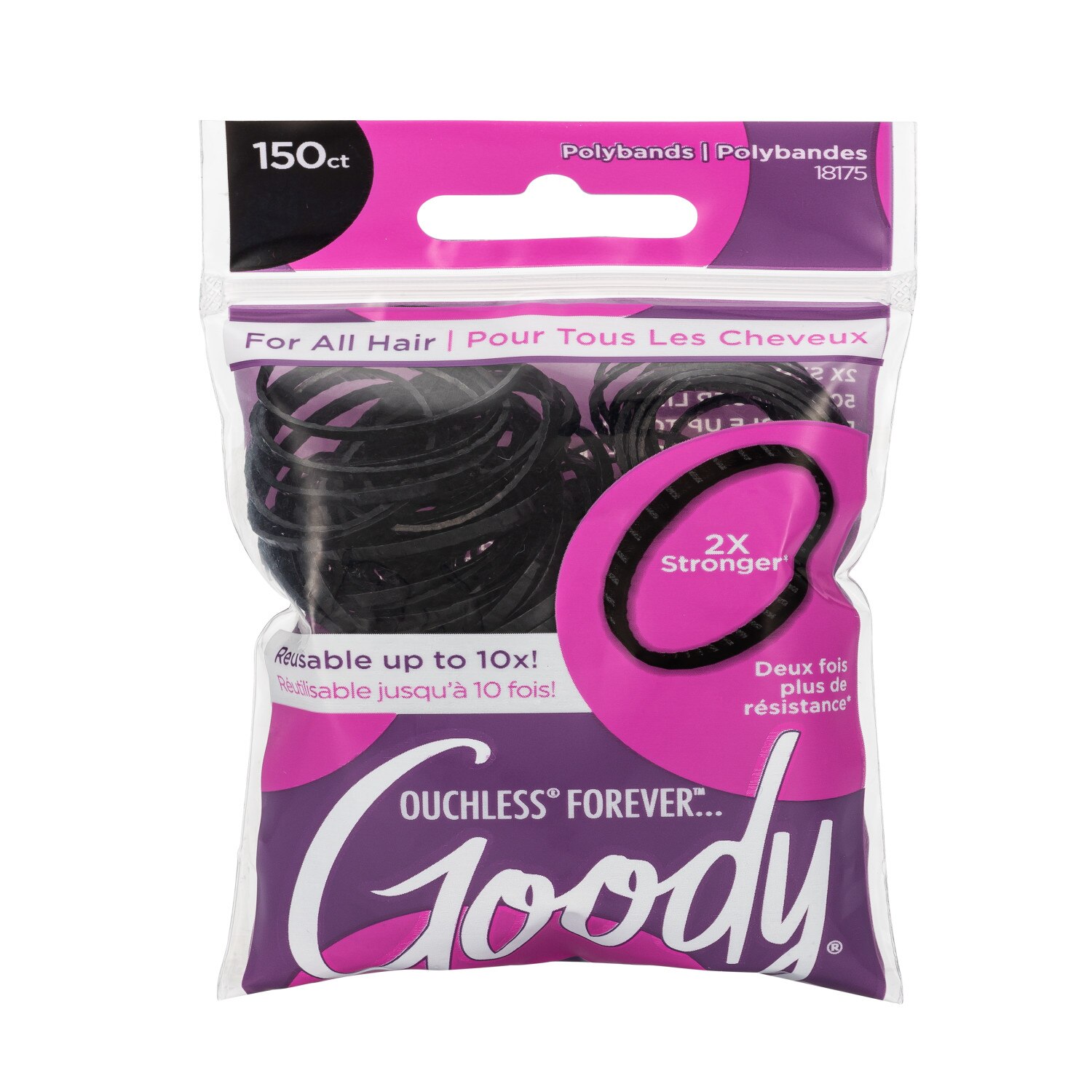 GOODY FOREVER POLYBAND BLACK, 150 Ct , CVS