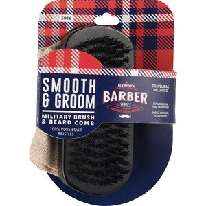 Barber Series Beard Brush & Comb, 100% Natural Boar Bristles