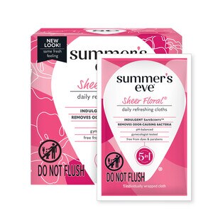 Summer's Eve Sheer Floral Daily Refreshing Feminine Wipes, PH Balanced, 16 Count - 16 Ct , CVS