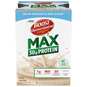 BOOST Glucose Control Max 30g Protein Ready To Drink Nutritional Drink, Very Vanilla, 4 - 11 FL Oz Bottles - 11 Oz , CVS