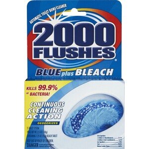 2000 Flushes - Limpiador automático para taza de inodoro, Blue Plus Bleach