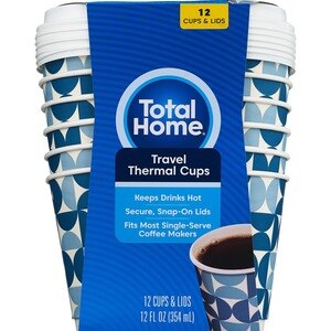 Total Home PerfecTouch Grab'N Go Cups & Lids, 12 Oz - 12 Ct , CVS