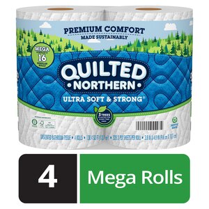 Quilted Northern Ultra Soft & Strong Toilet Paper, 4 Mega Rolls