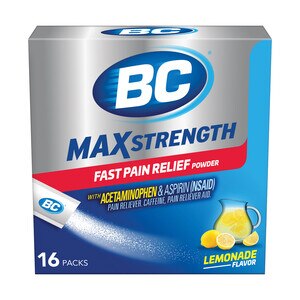 BC MAX Strength Fast Pain Relief Powder Stick, Lemonade Flavor, 16 CT