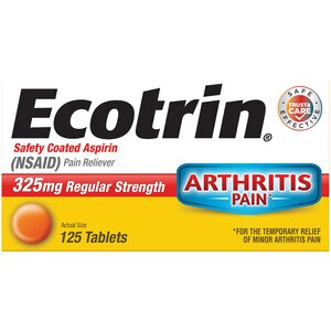 Ecotrin Regular Strength Arthritis Pain Safety Coated Aspirin Tablets, 125 Ct , CVS