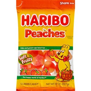 Haribo Peaches Gummi Candy, 8 OZ