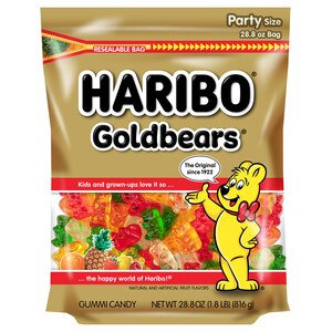 Haribo Goldbears Original Gummi Candy, Party Size Bag, 28.8 OZ