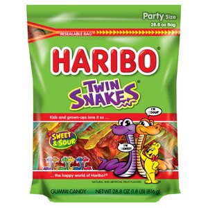 Haribo Twin Snakes Sweet & Sour Gummy Candy, 28.8 OZ