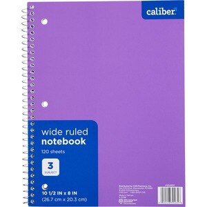 Caliber 3 Subject Notebook, Assorted - 120 Ct , CVS