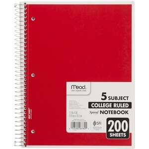  Mead 5 Subject College Ruled Notebook, Blue 