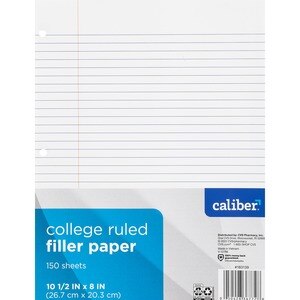 Caliber Filler Paper, College Ruled, 150 Sheets