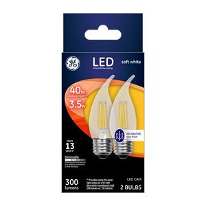  GE Soft White 40W LED Decorative Light Bulbs, LED CAM, 2 CT 