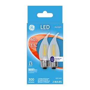 GE LED Daylight 40W Clear Decorative Light Bulbs, 2 CT