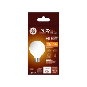GE Relax HD Soft White 40W Replacement LED Frosted Decorative Globe Medium Base G25 Light Bulb (1-Pack)