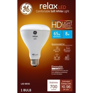 GE Relax HD 65W LED Light Bulb, LED BR30, 1 CT