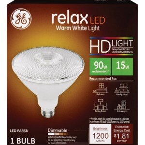 GE Relax LED 90W Dimmable Light Bulb, PAR38, 1 CT