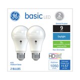 GE Basic Daylight LED 75W Replacement White General Purpose A19 Light Bulbs, 2 ct, thumbnail image 1 of 3