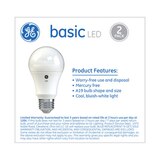 GE Basic Daylight LED 75W Replacement White General Purpose A19 Light Bulbs, 2 ct, thumbnail image 3 of 3