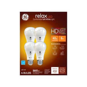 GE Relax HD Soft White 40W Replacement General Purpose A19 Light Bulbs (4-Pack)