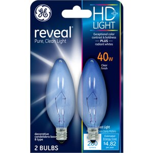 GE Lighting 40-Watt Reveal HD Light Blunt Tip Decorative Bulbs, Clear Finish, 2 CT