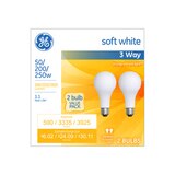 GE Soft White 50-200-250W Incandescent 3-Way Frosted A21 Light Bulbs, 2 ct, thumbnail image 1 of 3