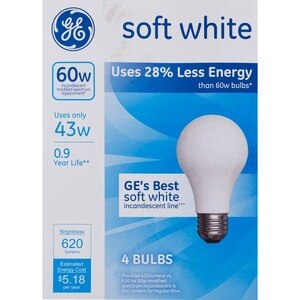 GE Soft White Energy-Efficient - Bombillas halógenas, 43 vatios