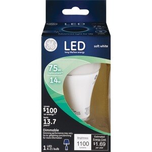 GE LED A21 Soft White Dimmable Light Bulb