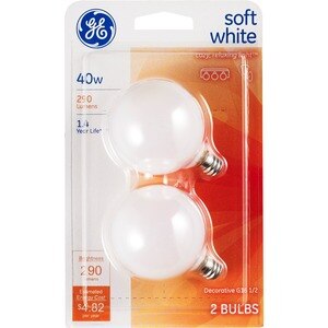  GE 40W Decorative Bulbs, 2 Pack Soft White 