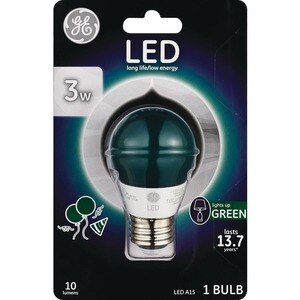 General Electric LED Long Life Low Energy Bulb 3W, Green , CVS