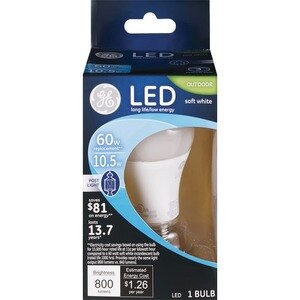 GE LED Long Life Low Energy Bulb Outdoor Soft White, 60W