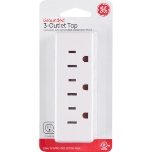 General Electric Grounded 3-Outlet Tap, White , CVS