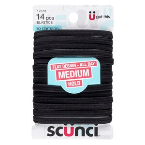 Scunci Strong Hold Black Ponytailers, 14CT