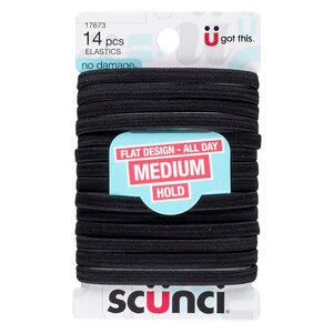 Scunci Flat Design Medium Hold Elastics, Black, 14 Ct , CVS