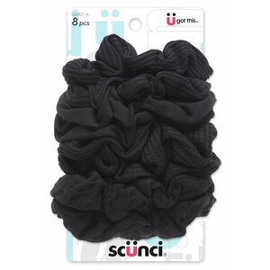 Scunci Fabric Scrunchies, Black, 8 Ct , CVS