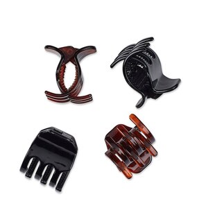 Scunci No Slip Grip Chunky Jaw Clips, Black/Brown, 4 Ct , CVS