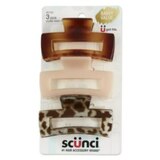Scunci Open Cut Rectangular Claw Clips, Assorted Neutrals, 3 Ct, thumbnail image 1 of 3