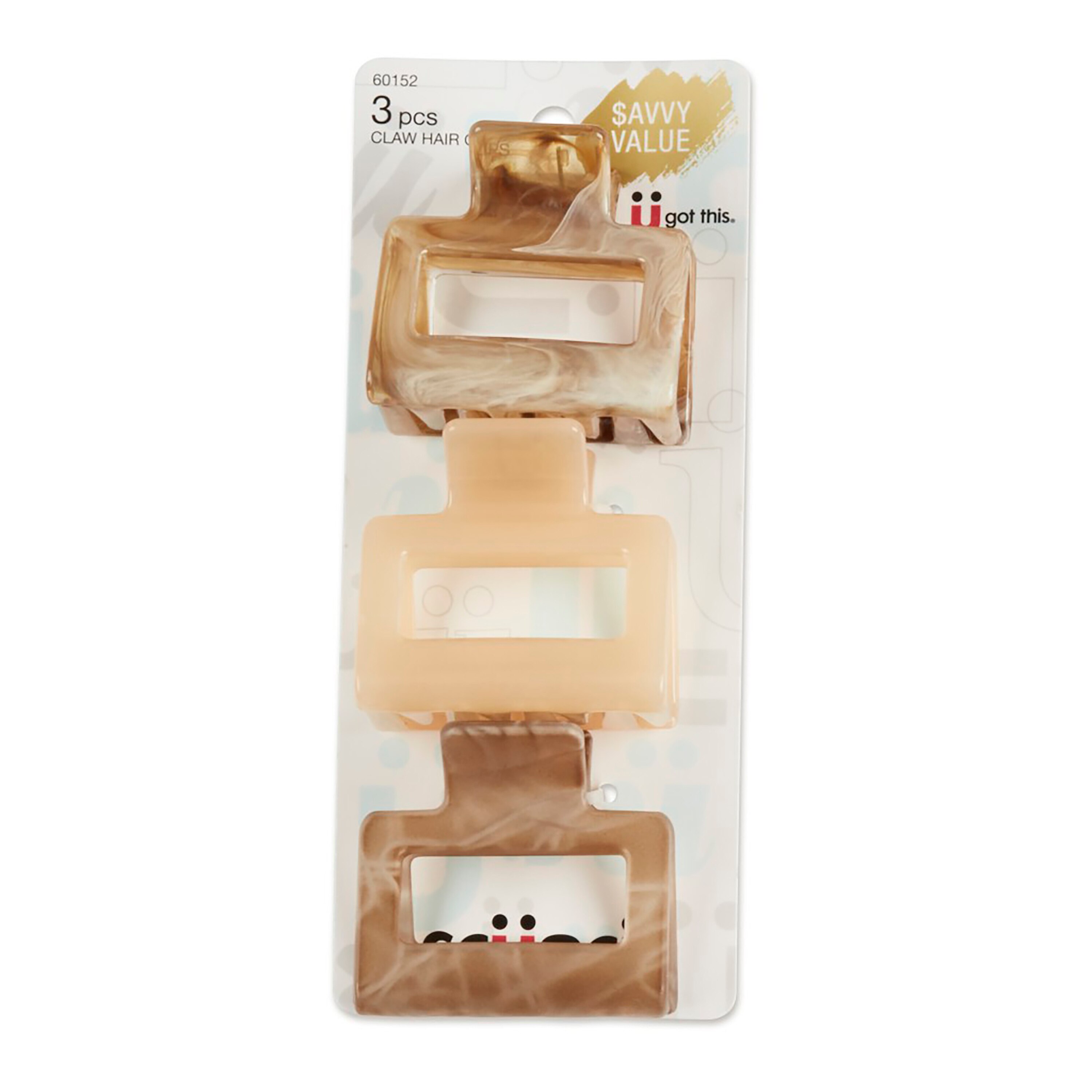 Scunci Open Cut Square Claw Clips - Savvy Value 3pk - 3 Ct , CVS