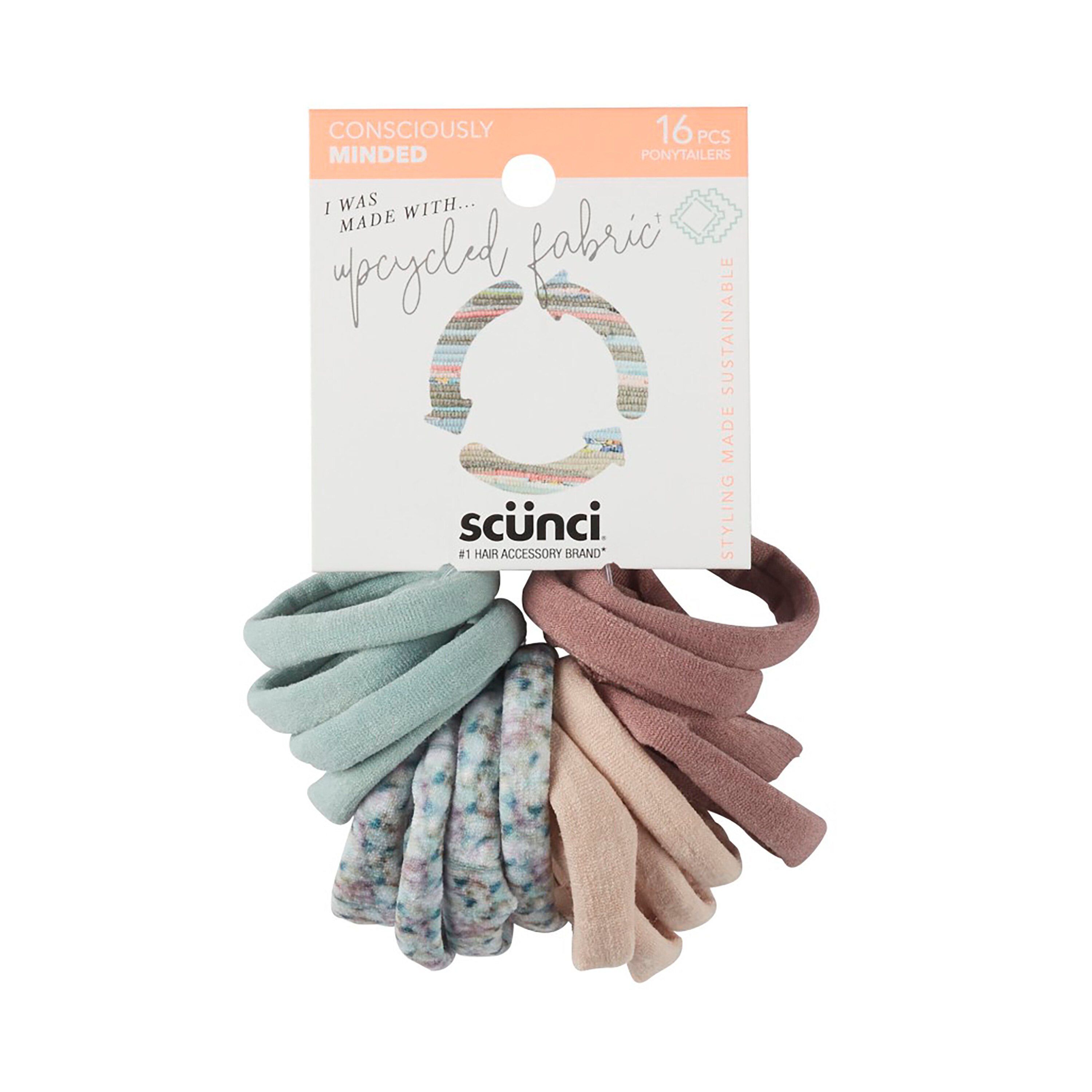 Scunci Consciously Minded Solid And Printed Ponytailers 16pk - 16 Ct , CVS