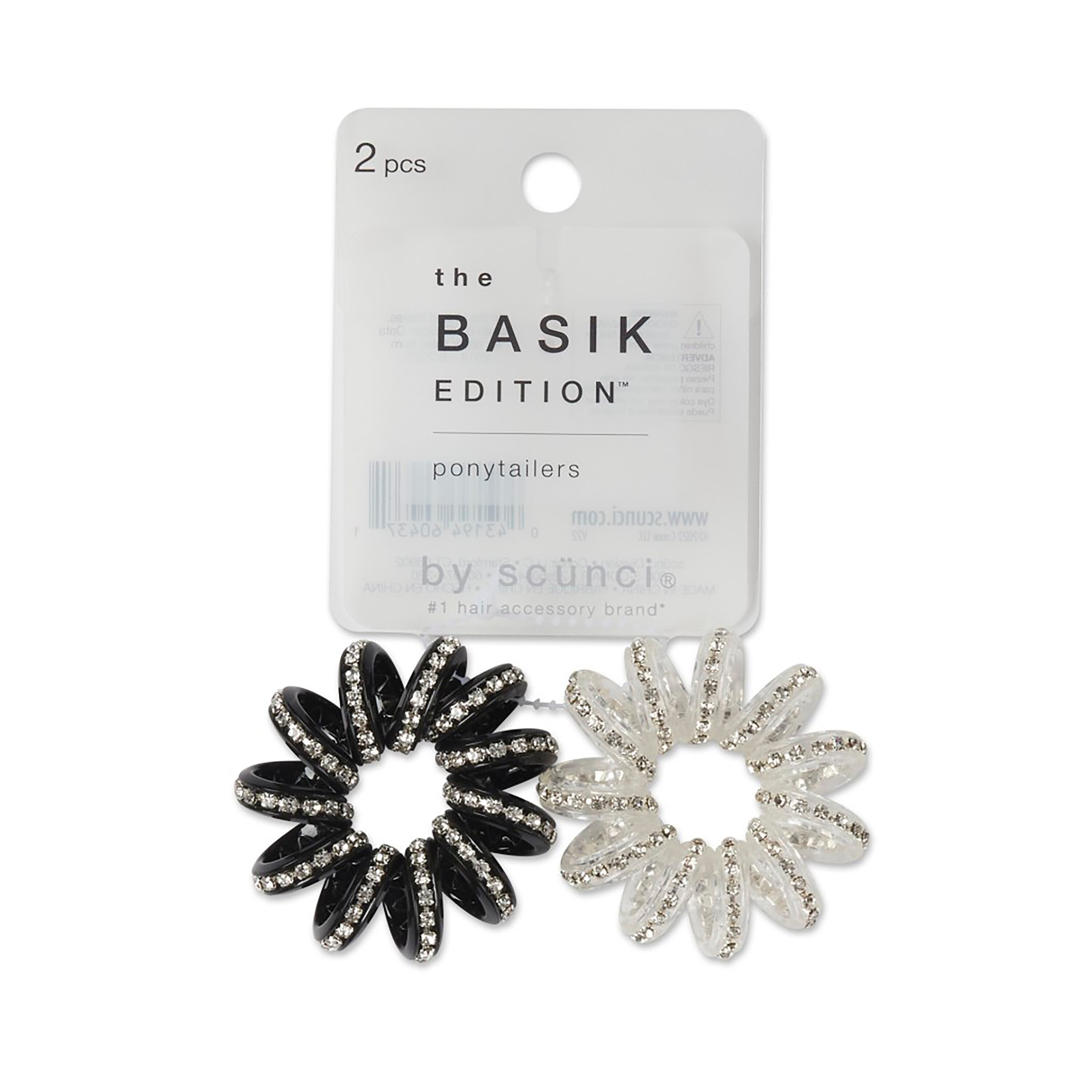 The Basik Edition by Scunci Stone Embellished Spiral Ponytailers 2pk