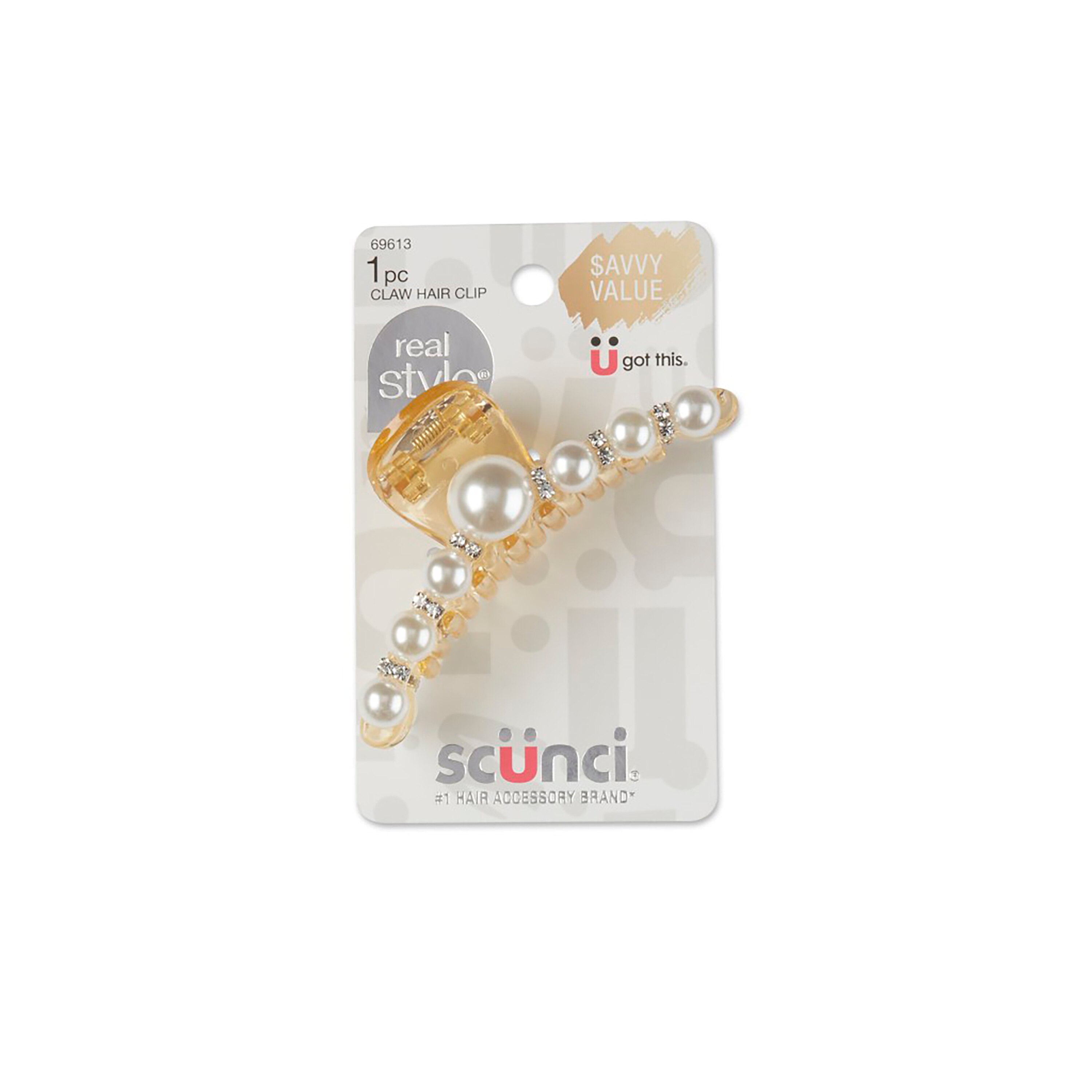 Scunci Pearl And Stone Claw Clip - Savvy Value 1pk , CVS