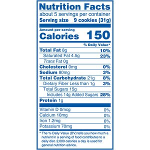 Oreo cookies nutrition facts label