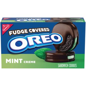 OREO Fudge Covered Mint Creme Sandwich Cookies, 9.9 OZ