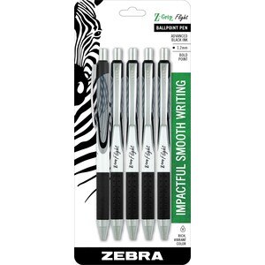 Zebra Pen Z-Grip Bold Flight Retractable Ballpoint Pen, Black, 5 Ct , CVS