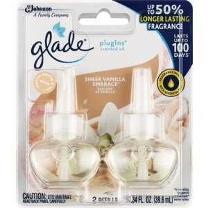 Glade PlugIns Scented Oil Refill Essential Oil Infused Wall Plug In, Sheer Vanilla Embrace, 2 Ct - 0.67 Oz , CVS