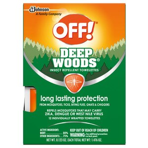 OFF Deep Woods Insect Repellent Towelettes, 12 Ct , CVS