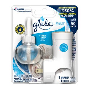 Glade PlugIns Scented Oil Warmer and Clean Linen Refill Starter Kit